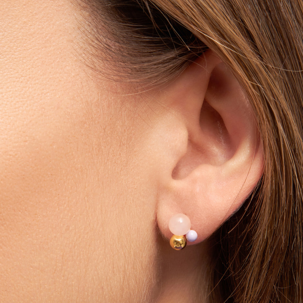 Bouquet Rose Quartz earring （ピアス/1個販売）